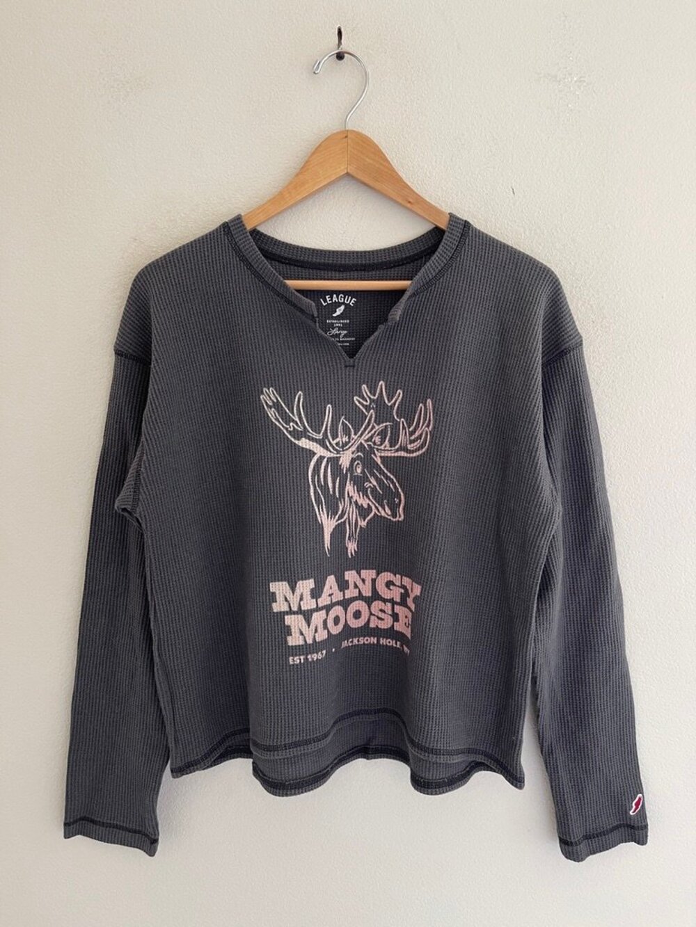 LEAGUE 91 Mangy Moose Grey Thermal Lightweight Tee; NWOT! Size Large